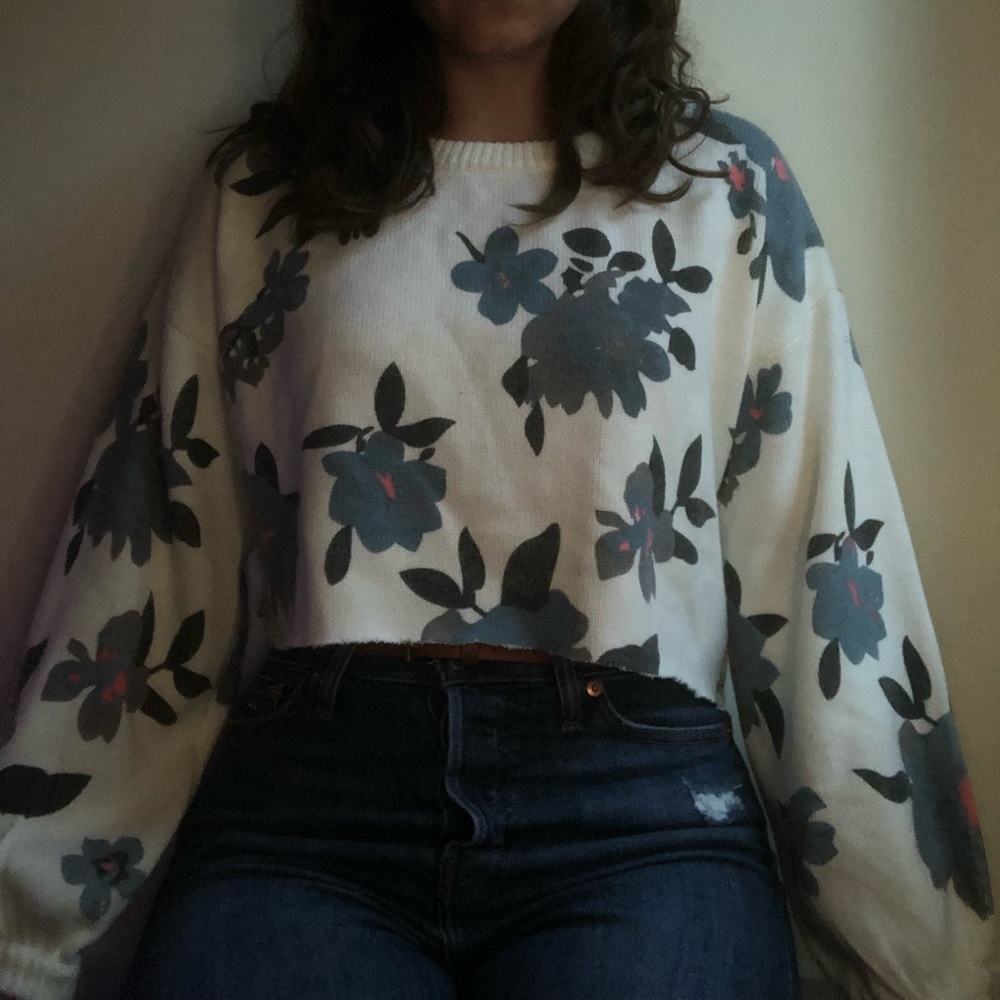 Thrifted flower sweater